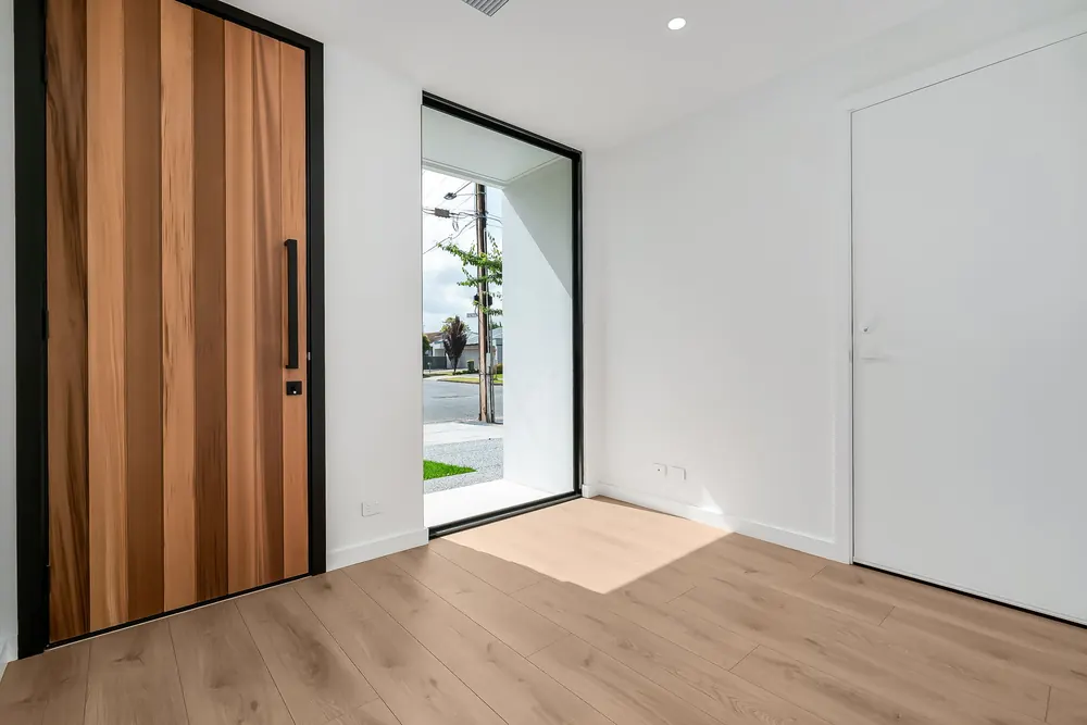 Timber front door and entryway of a modern Adelaide home